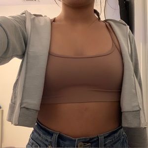 Grey Crop Top Zip Up Hoodie